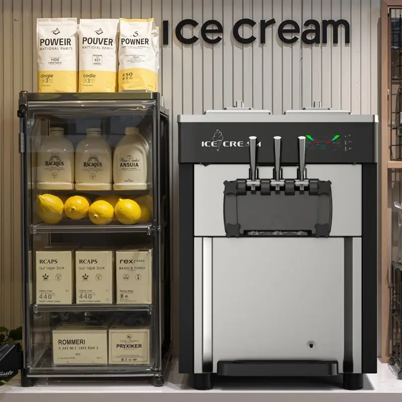 آلة الآيس كريم التجارية الأوتوماتيكية بالكامل لسطح المكتب لشاي الحليب آلة مخروط الآيس كريم صغيرة #4
