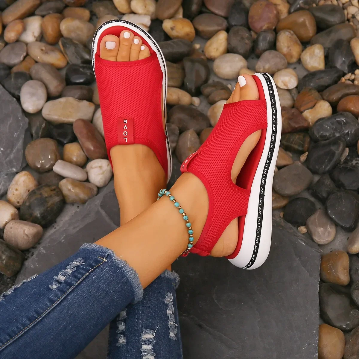

2026 summer new fashionable European and American large size Amazon fly-woven women's sandals