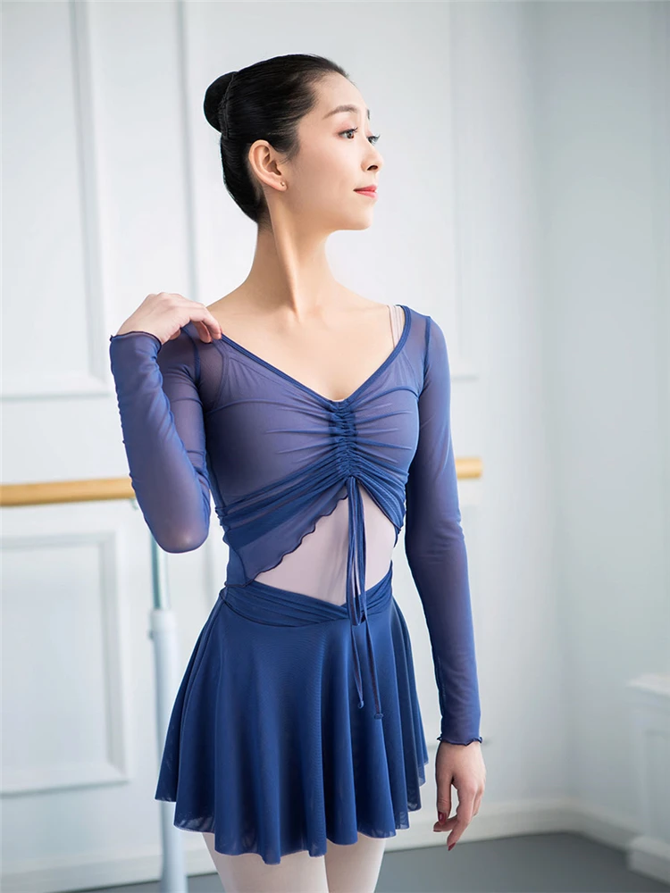 여성용 단색 체조 상의 발레리나 레오타드 댄스웨어 크롭 탑 발레 재즈 무대 공연 운동복