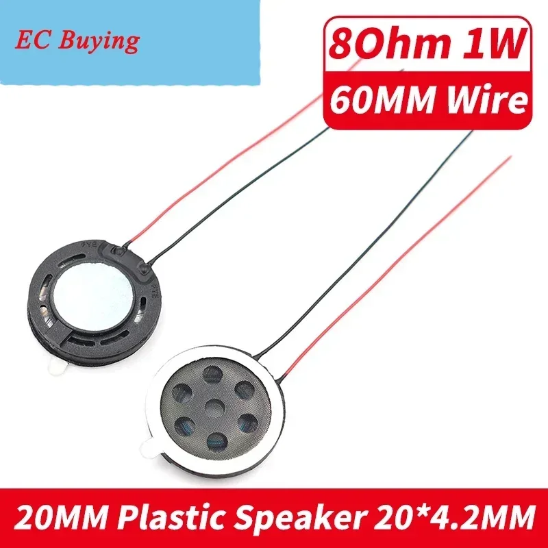 5Pcs 20MM Circular Plastic Internal Magnetic Horn With Line 20*4.2MM 8R 1W Speake Double-sided Adhesive For Medical Applications