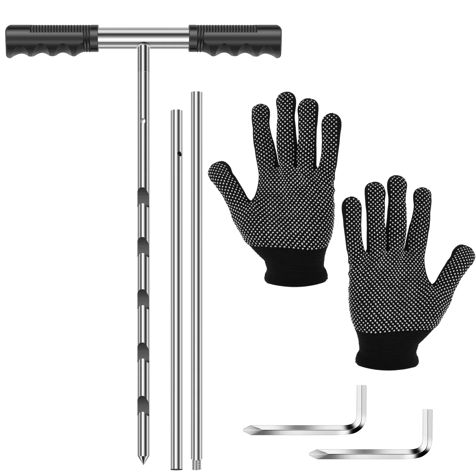 

Зонд для проб почвы Стержень для щупа из нержавеющей стали 10,2-дюймовый комбинированный стержень для зонда Эргономичная ручка для сбора проб почвы Т-образной формы