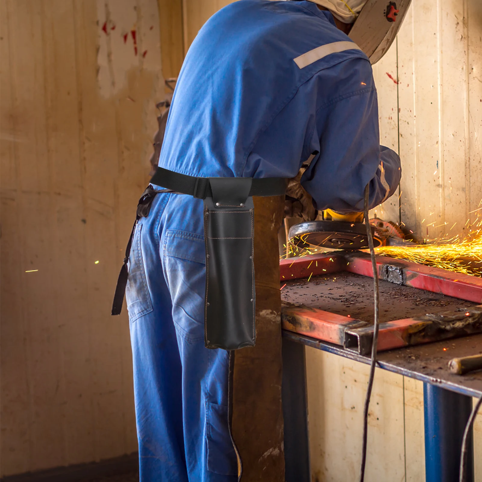 

1pc Anti-Scalding Welding Rod Bag Premium Cowhide Fireproof Wear-Resistant Belt Design Construction Pocket For