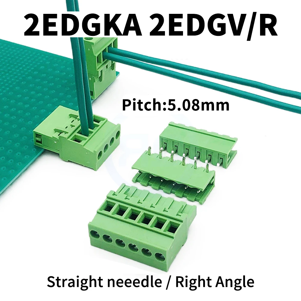 

(10 pcs) KF 2EDGKA 15EDGKA 5.08mm Plug-in PCB 2EDGV/R 5.08 Riser Side Exit Plug with Right Angle/Straight Pin Holder Set 2-24P