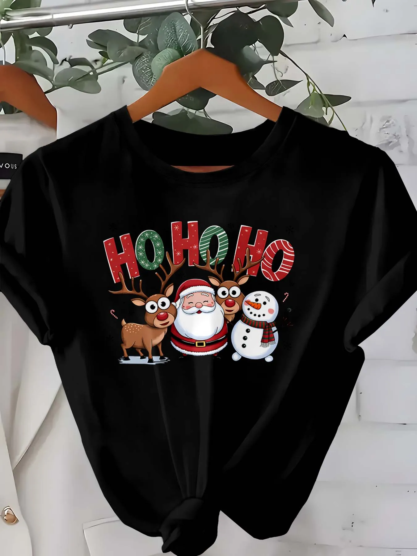 Indumento elegante di design natalizio con pupazzo di neve di renna di Babbo Natale allegro taglie forti