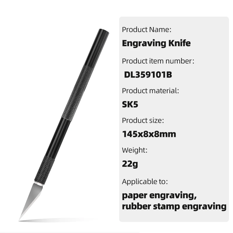 DELI Black Engraving Craft knives + 10pcs Blades Non-Slip Metal Scalpel Knife Tools Kit Cutter DIY Repair Hand Tools