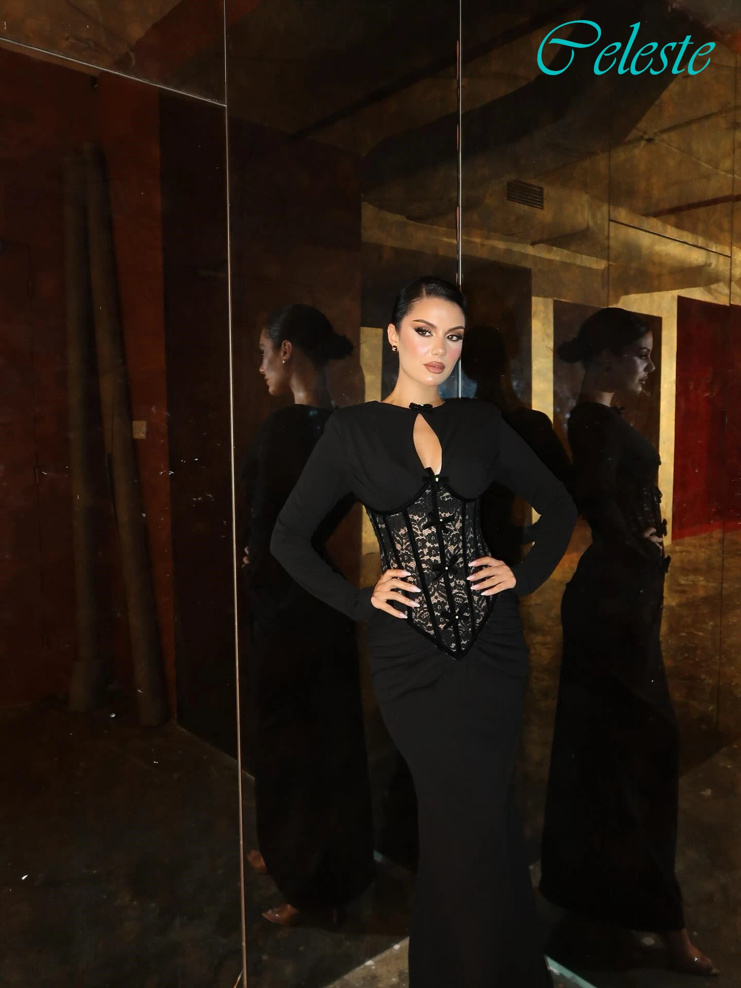 

Customized Mermaid Crew Neck Long Sleeves Elegant Evening Dress Delicate Bespoke Occasion Gowns Classic Fashion Party Dress