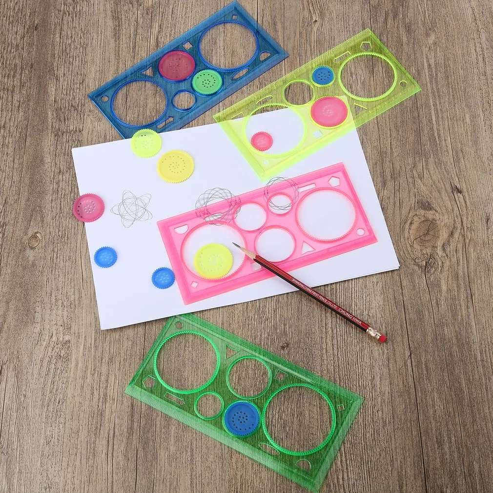 1PC Multifunctional Spirograph Geometric Ruler Drafting Tools Learning Drawing Tool Plastic Ruler School Stationery supplies
