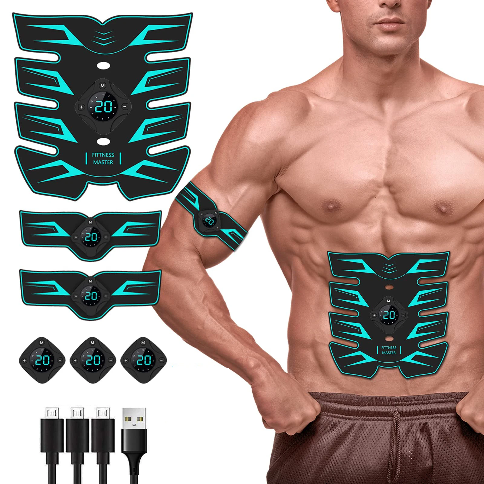 

Abs Stimulator EMS Men & Women Muscle Stimulator Fitness Equipment for Abdomen Arms Shoulder Back Leg Hip, Ab Stimulator