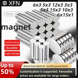 Starker Neodym-Magnet, Satz kleiner runder Magnete, 6 x 3, 12 x 3, 3 x 3, 5 x 3, 15 x 3, 10 x 3, 6 x 1, 5 x 1 mm, Größen, leistungsstarke Seltenerd-NdFeB-Magnete