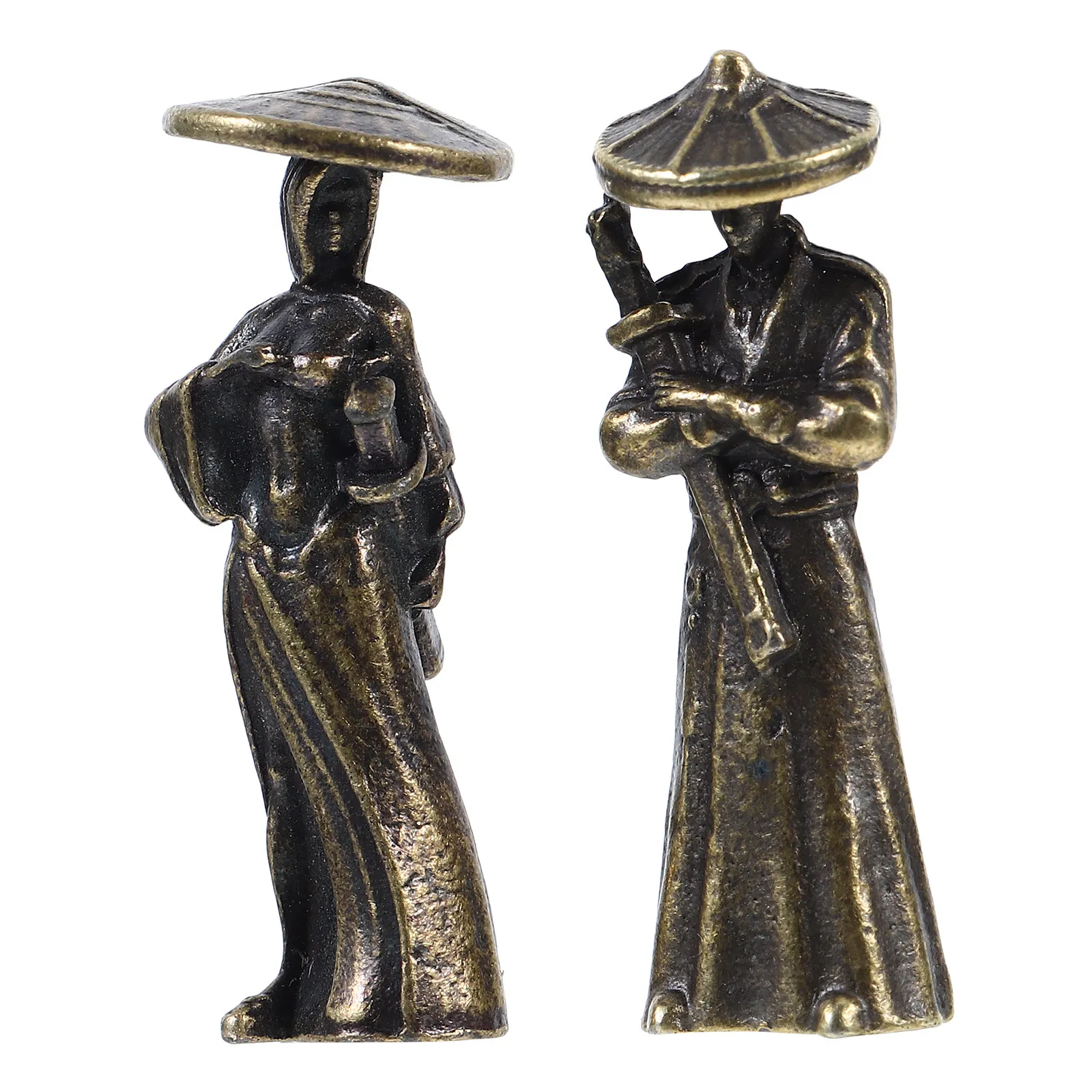 2Pcs Miniature Ancient Samurai Warrior Figurines Chinese Style Car Interior Dashboard Decoration Bonsai Zen Statue