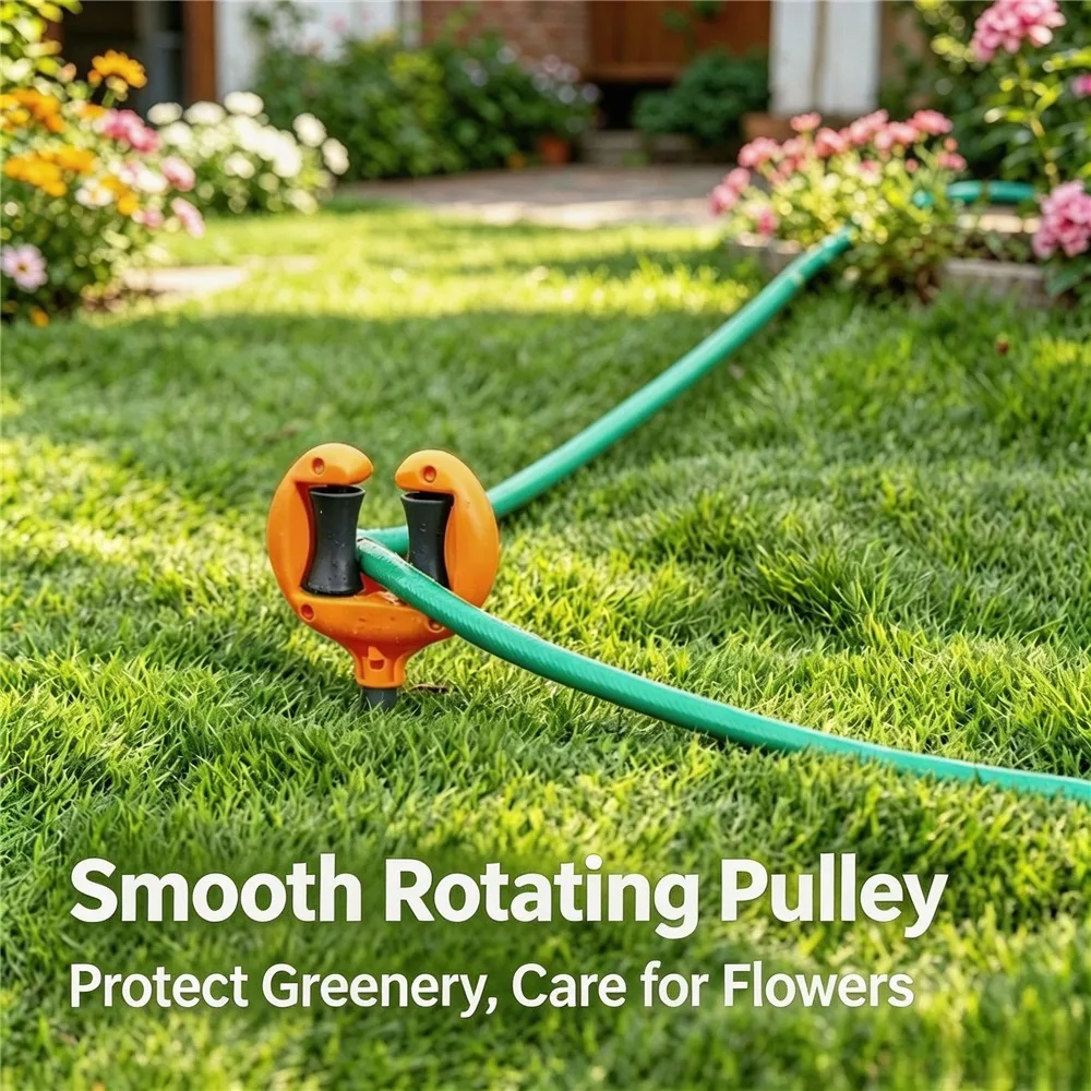 Garden Hose Guide Stake, Outdoor Lawn Hose Positioning Holder With Rollers for Yard Irrigation Plant Watering
