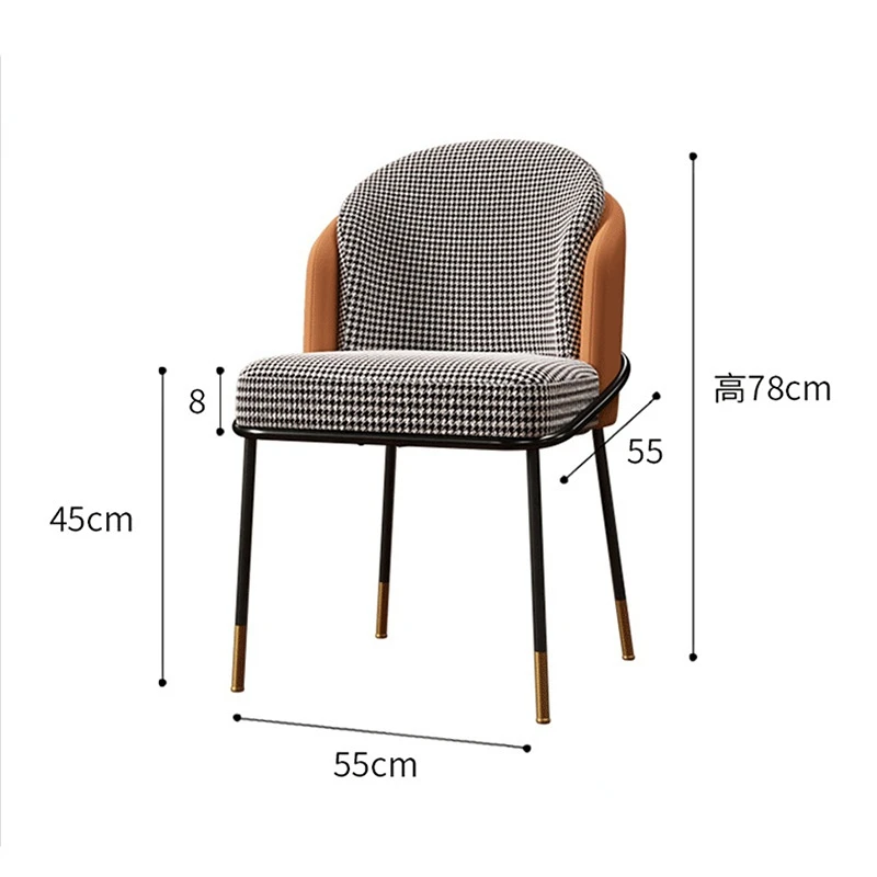 Cadeiras de jantar de tecido de designer de luxo moderno e minimalista cozinha couro luz encosto cadeiras cadeiras de maquiagem doméstica