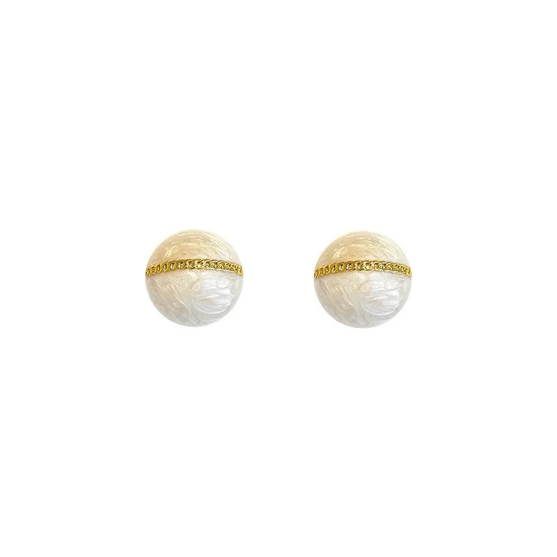 Pearl Stud Earrings Classics Gray Color Round Women Pearl Fashion Delicate Elegant Plating 18K Gold High Quality