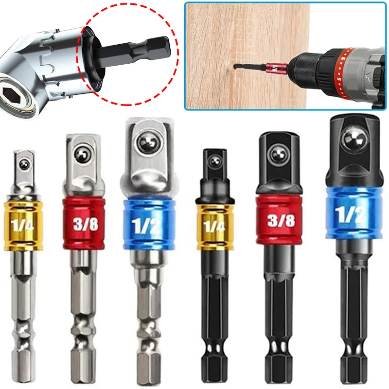 Hex Shank Impact Driver Drill Socket Adapter Drill Bit Extension Screwdriver Set 1/4 3/8 1/2 Inch Universal Socket Wrench Tools