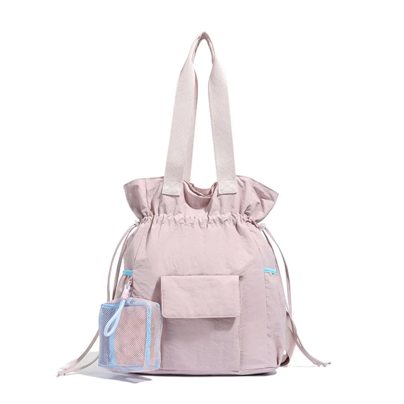 Polyester Sport Shoulder Pack with Rectangular Flap Pocket for Women Girls Travel Crossbody Cinch Bucket Shoulder Bag