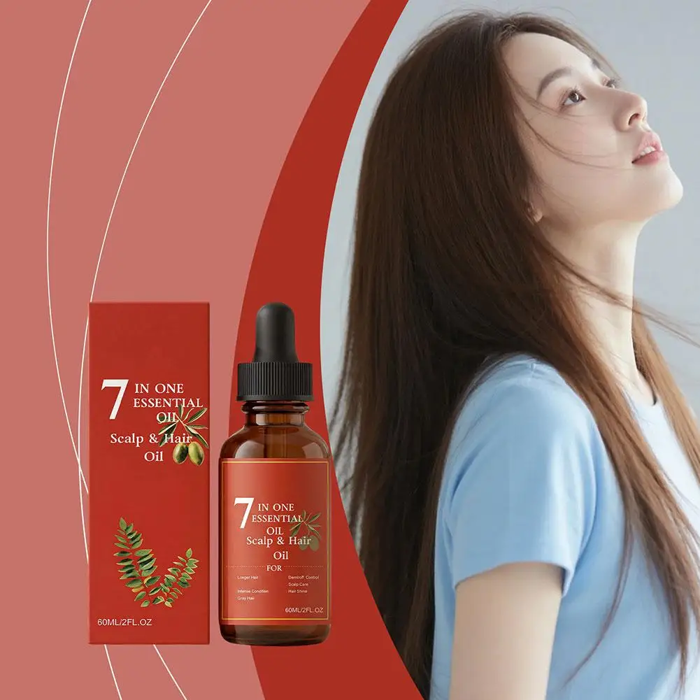 7 in 1 Scalp & Hair Essential Oil 60ml, Rosemary & Batana Hair Growth Oil, Anti-Hair Loss Treatment for Dry, Damaged Hair
