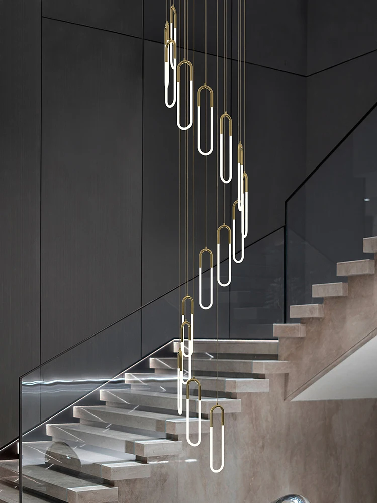 Chandelier Lighting Loft Modern Luxury  Staircase Suspended Lamp LED Ceiling Lighting Designer Hanging Lamps for Ceiling