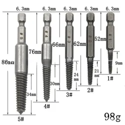5pc Hex Handle Broken Head Screw Removal Tool 60mm Black Electric Hex Screw Removal Tool Set Cover Manual Screwdriver