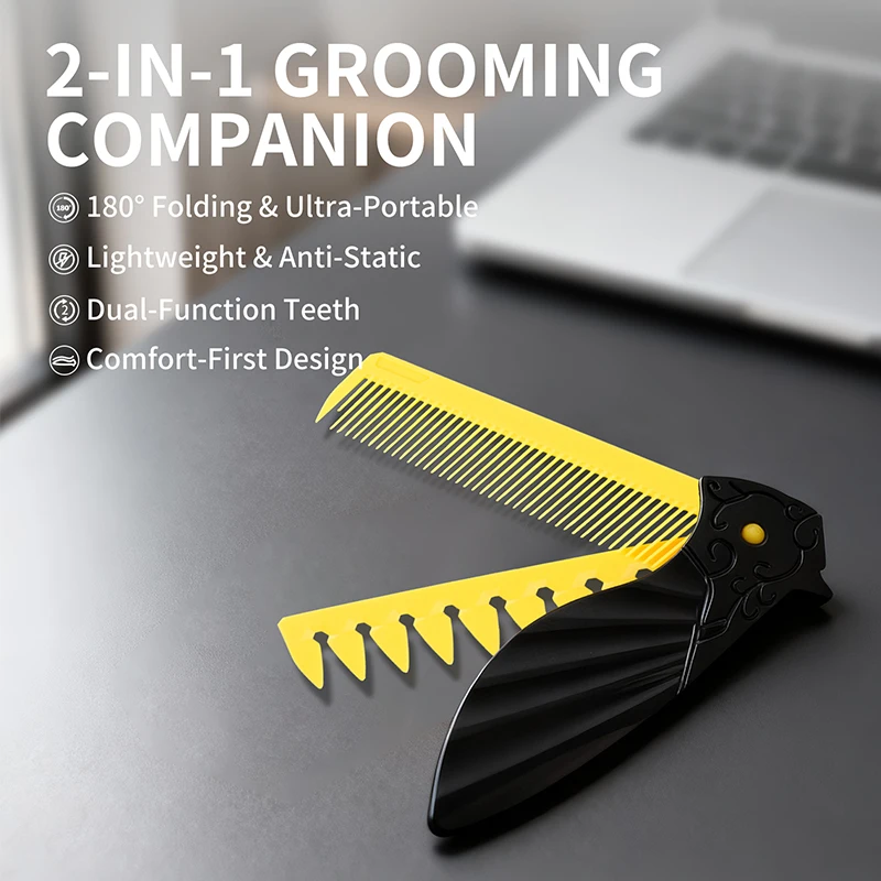 

SEVICH Barber Hair Clipper Folding Combs Multifuncional Plastic Wide Tooth Oil Head Comb Beard Combing Two In One Styling Tools
