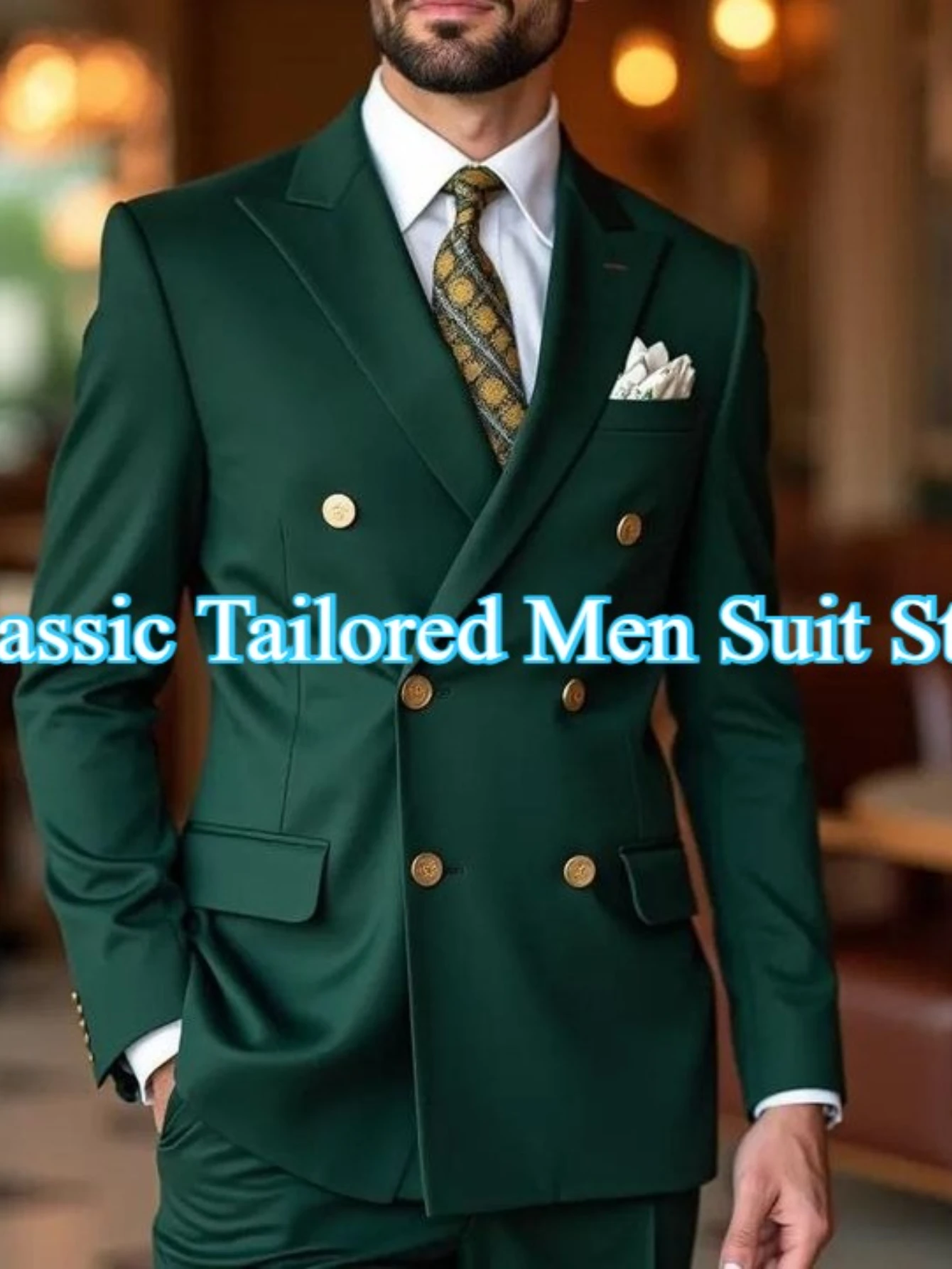 

Formal Men's Suits for Wedding Luxury Double Breasted Slim Fit Customzied 2 Piece Jacket Pants Outfits Clothing Terno