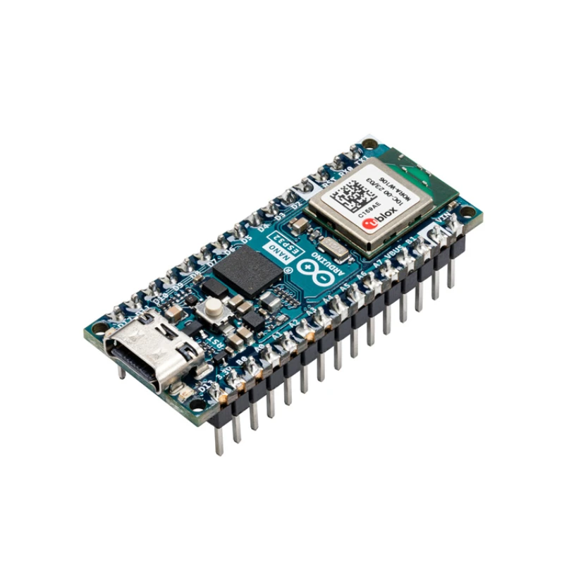 Arduino Nano ESP32 development board with row pin microcontroller supporting WiFi Bluetooth control