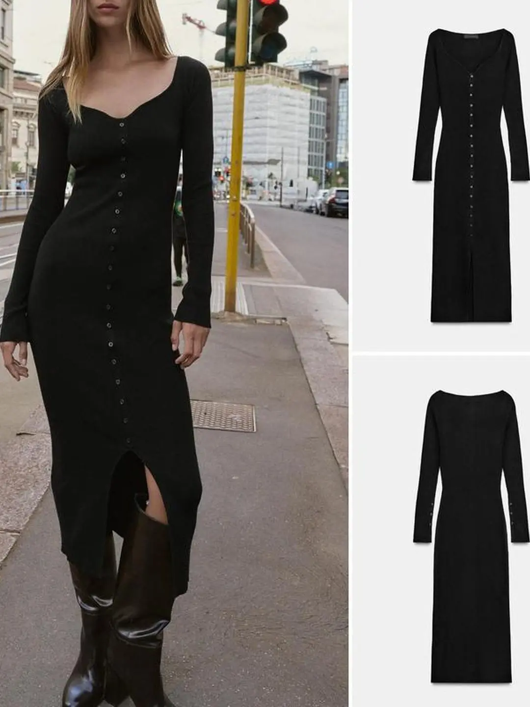 Ele début automne coupe ajustée tricoté Midi Dr taille cintrée en Fiber de carbone bois coton chanvre t-shirt quart Sve Tour Dr