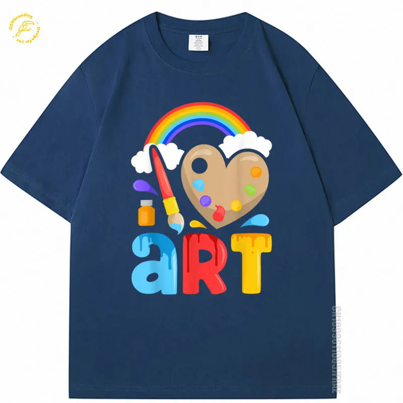 

I Love Art Artist Painter Colorful Painting Gifts Men Oversized T-Shirt Vintage T Shirts Linux Vestiti Uomo Short Sleeve