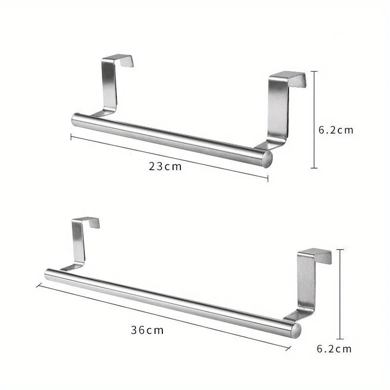 

2Pcs Towel Rack Over Door Stainless Steel Bathroom Kitchen Cabinet Towel Bar Holder Shelf Hanger