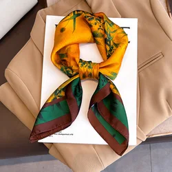 2024 Beach Square Scarf for Women Summer Hair Bands Ribbon Silk Shawl Satin Hijab Wraps Neckerchief Female Headband Bandana