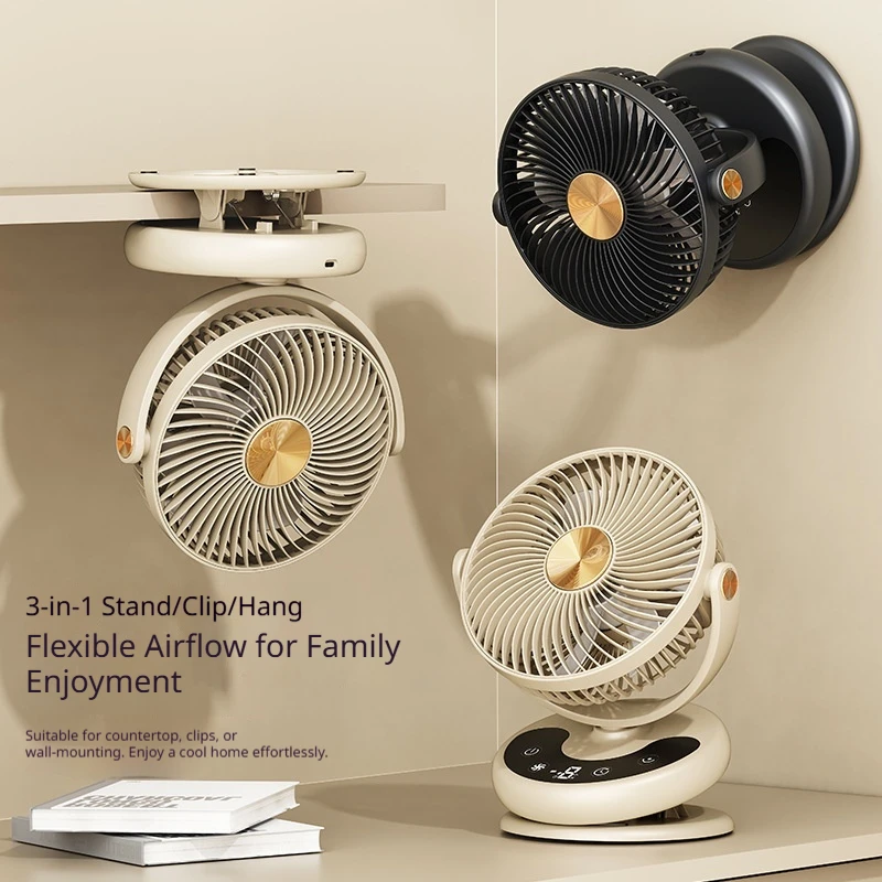 HOMEFISH Mini Oscillating Clip Fan, Portable Battery-Operated Table Fan with 4 Speed Levels, 8 inch Desk fan with Timer