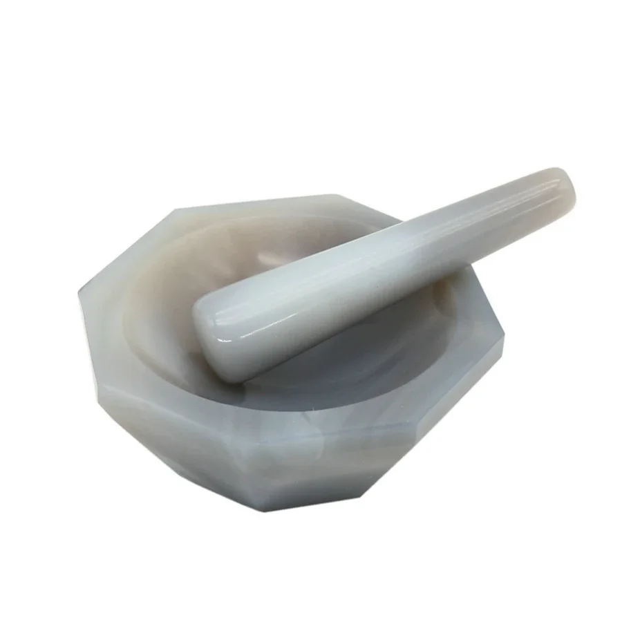 1PCS 60MM Natural Agate Mortar Laboratory Wear-Resistant Agate Mortar High Grade Agate With Grinding Rod