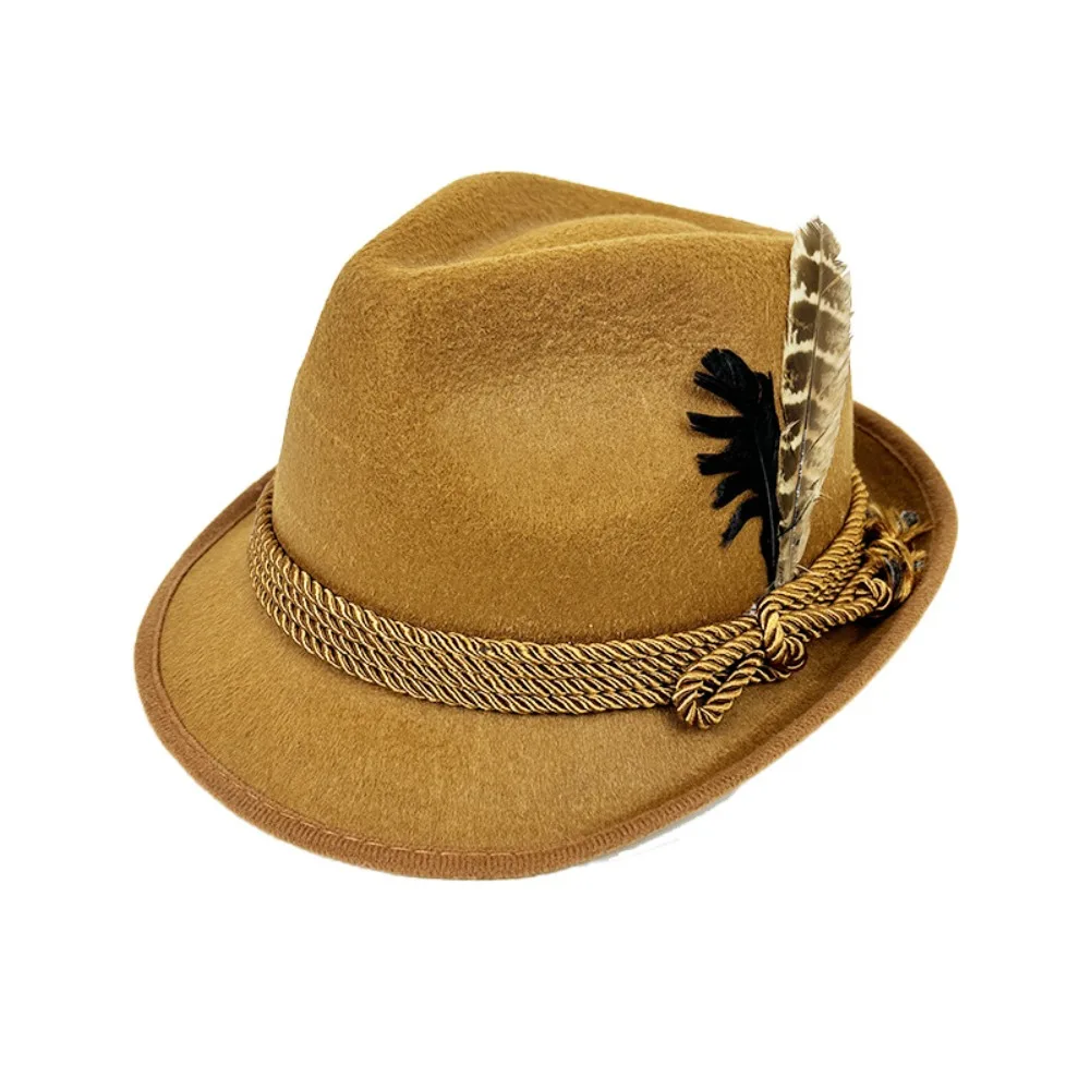 Outdoor Events Dress Up Oktoberfest Hat Bavarian Panama Feather Decors Hat Fedora Hat Jazz Costume Cosplay Cap Halloween