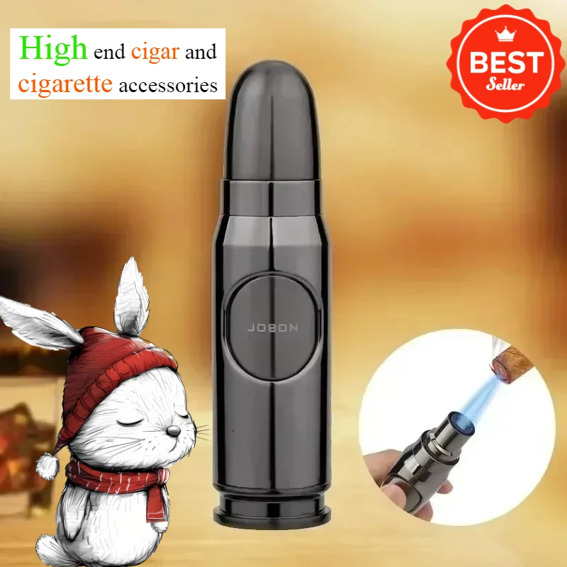 Metal windproof gas lighter bullet shaped blue flame straight forward lighter cigar smoking accessories Christmas holiday gift
