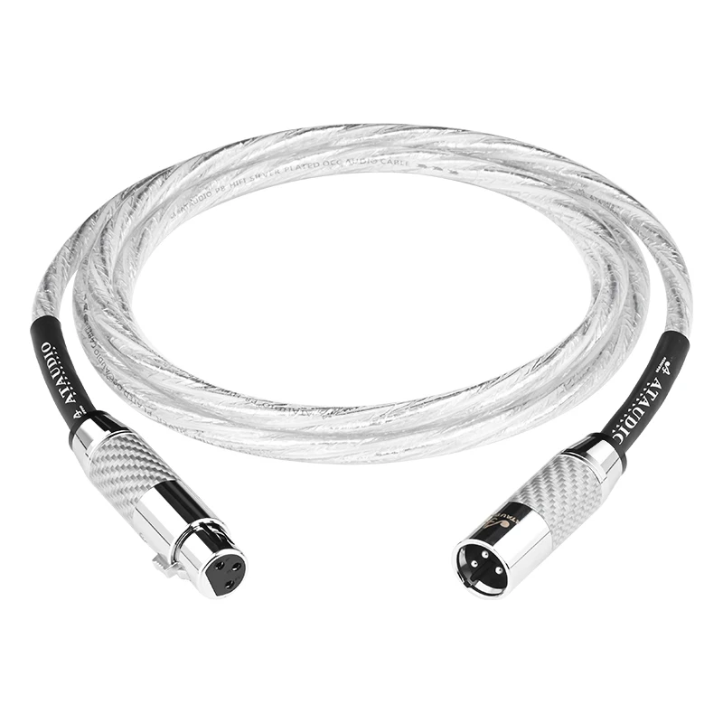 ATAUDIO HiFi 2XLR Audiokabel Hi-End OCC versilbert 3-poliges XLR-Audiokabel Stecker auf Buchse für Mikrofonverstärker 3