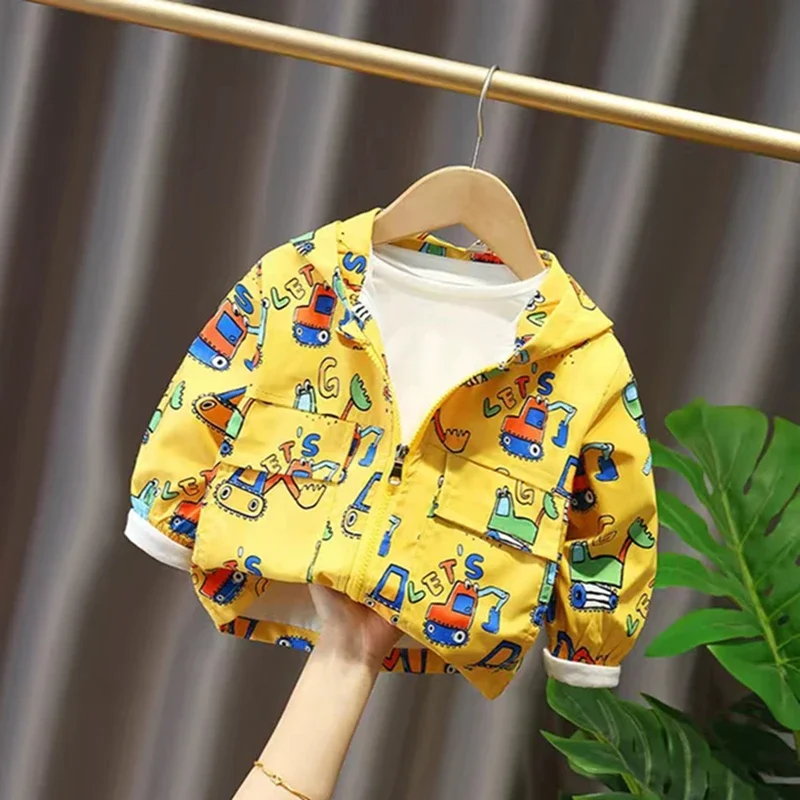 Hoodie Jacket Coat Spring Autumn Girls Coat Cartoon Print Top Children Kids Clothes Toddler Boys Sweatshirts Baby Outwear Outfit