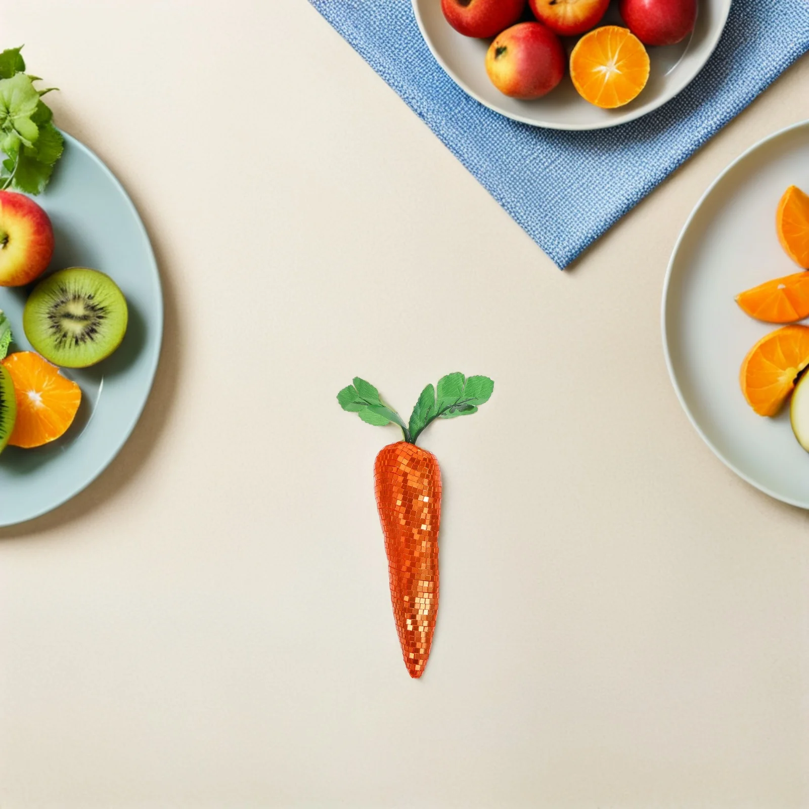 

Mirrored Carrot Statue Disco Ball Mosaic Glass Decor 70S Retro Party Centerpiece for Easter Spring Table Farmhouse Theme Kitchen