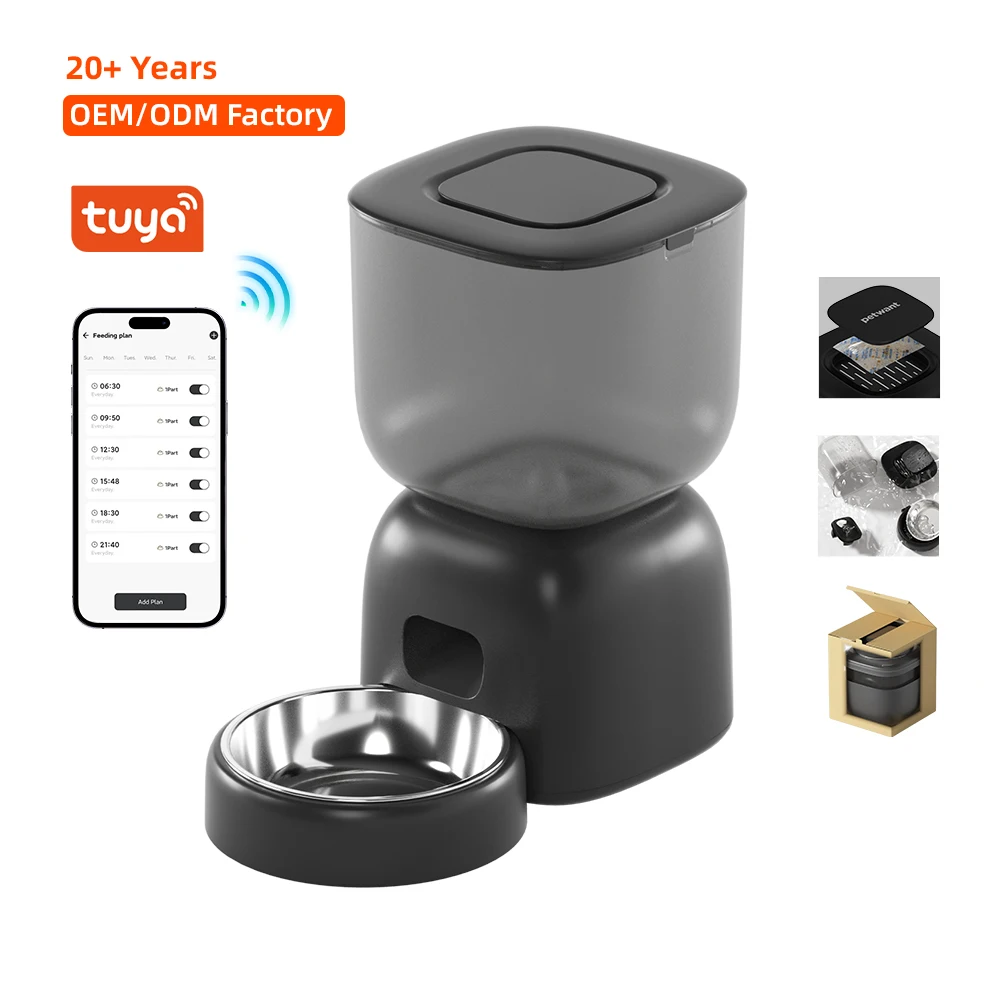 Petwant Smart 3L Visible WIFI Pet Feeder 1-4 Meals Dual Power Supply APP Control Auto Cat Dog Rabit Food Dispenser