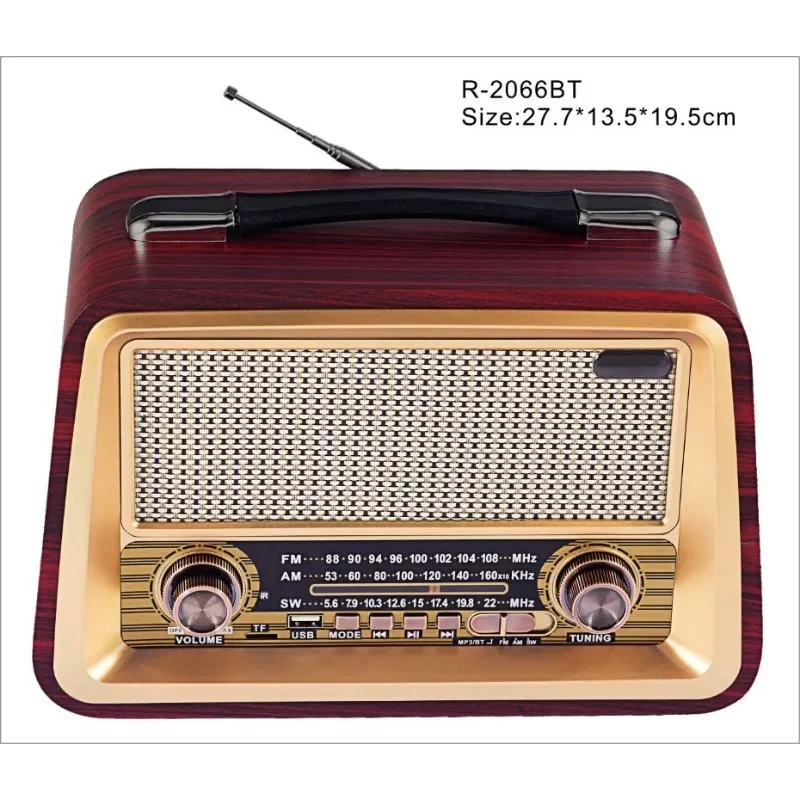 

Wooden Retro Three Section FM Radio Wireless Bluetooth Speaker Subwoofer Compatible With HIFI Stereo USB TF AUX Classic Style