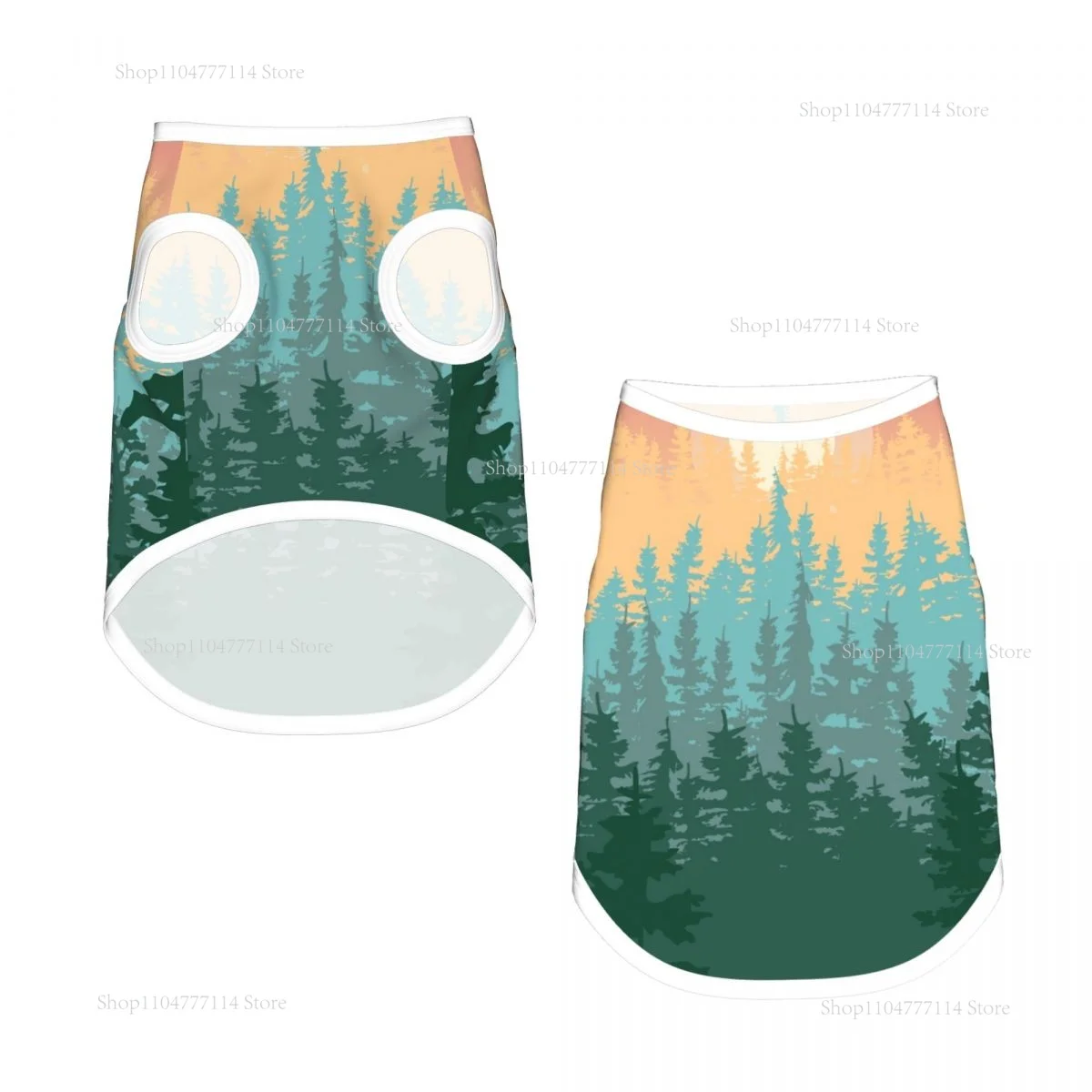 Verano montañas paisaje pino bosque colinas camisas para perros chaleco cachorro ropa de verano para perros pequeños cachorro gato camiseta mascota