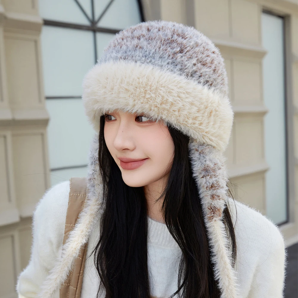 

HT4476 New Autumn Winter Hats for Women Thick Warm Soft Fleece Russian Hat Ladies Snow Ski Trapper Earflap Cap Female Beanie Hat