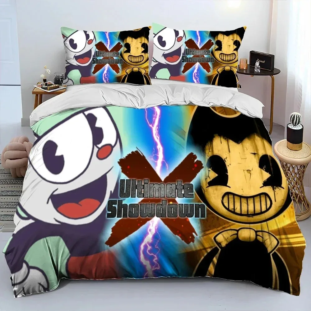 

3D Print Game Cuphead Mugman Bedding Set Duvet Cover Bed Set Quilt Cover Pillowcase Comforter king Queen Size Boys Adult