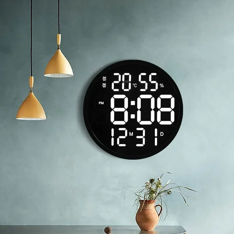 Large Digital Wall Clock Remote Control Temp Date Week Display Power Off Memory Table Clock Wall-mounted Dual Alarms LED Clocks