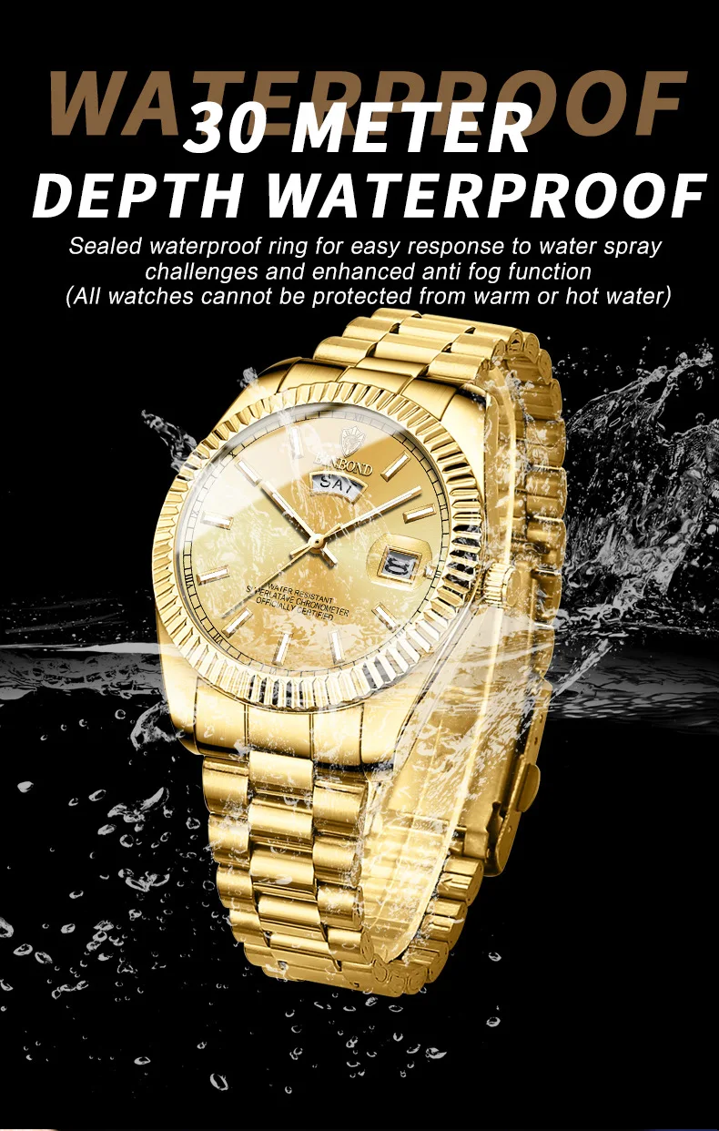 BINBOND Luxury Sport Wrist Watch For Man Waterproof Luminous Date Men Watch Quartz Stainless Steel Men's Watches Male Reloj