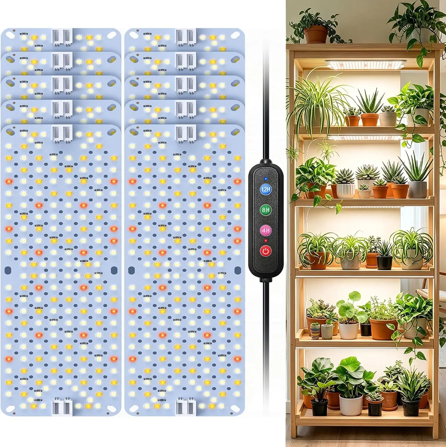 

Full Spectrum 192 LEDs Grow Lights 100W, Daisy Chain, 4/8/12/16/20H Timer for Indoor Plants (Pack of 10)