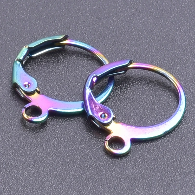 10pcs/Lot Rainbow Color Stainless Steel Round Ear-hooks Charms Accessories DIY Craft Earrings Ear Bone Buckle For Women/Man Bulk