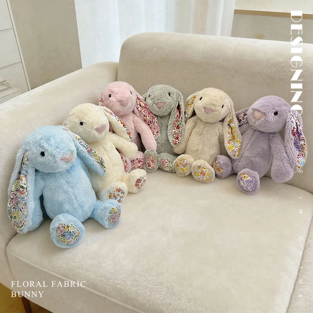 23cm Adorable Floral Bunny Plush Toy Huggable Soft Stuffed Rabbit Doll with Floral Ears Birthday Gift for Girl Plush Collectors 4