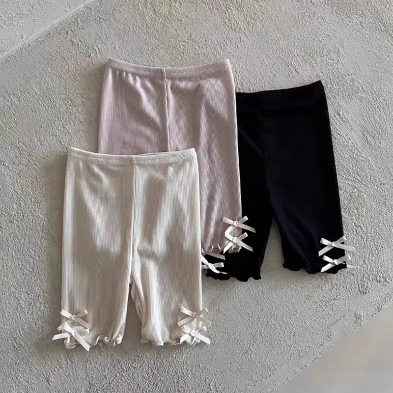 

2025 Summer New Baby Girl Cotton Leggings Solid Girls Cute Bow Leggings Thin Versatile Infant Trousers Toddler Casual Pants