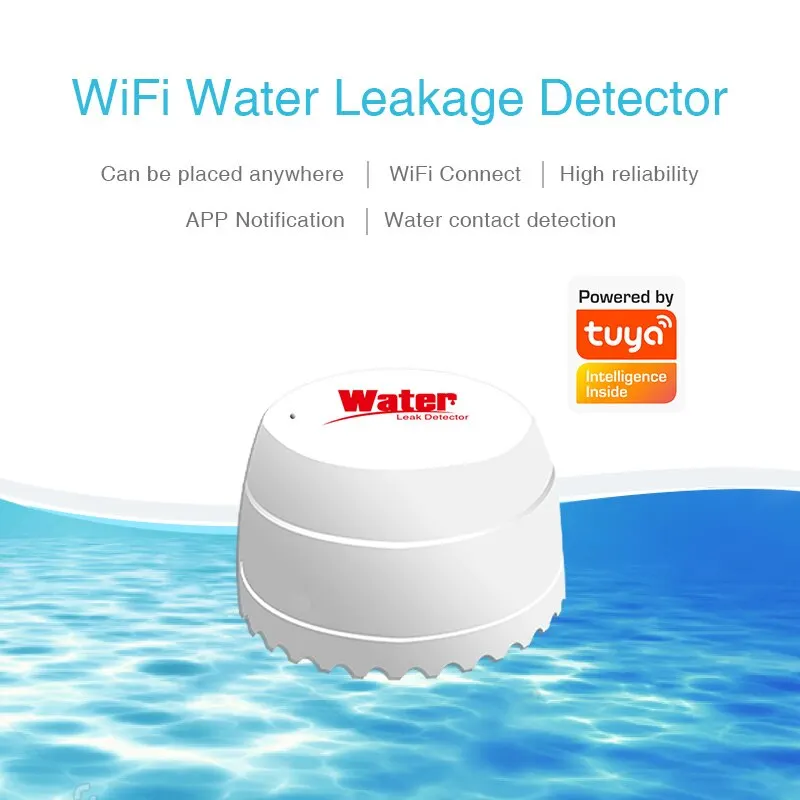 Tuya WiFi Water Leak Detector Flood Sensor Smart Life APP Remote Monitoring Flood Alert Overflow Security With Alexa Google