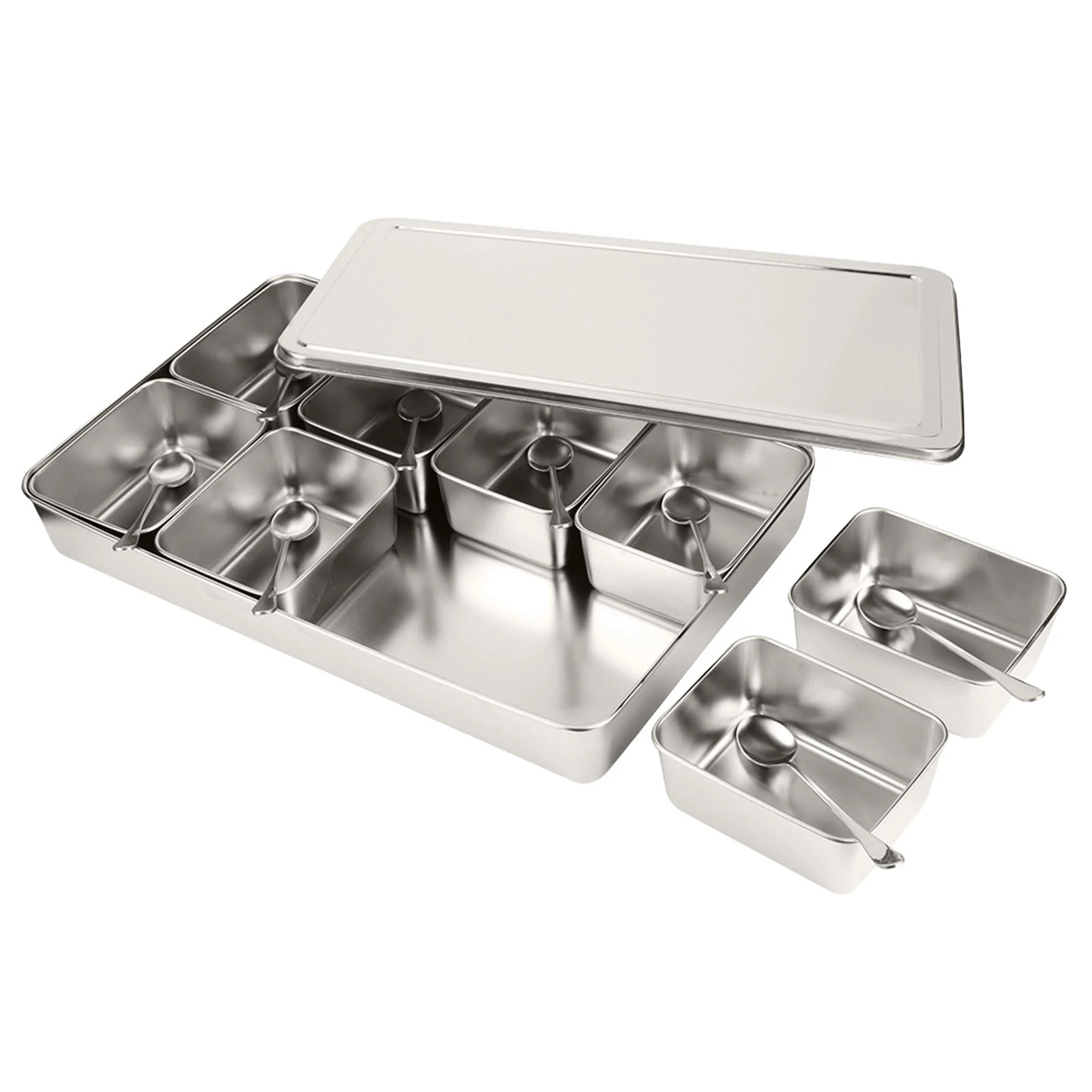 8 Grids Stainless Steel Seasoning Box Condiment Storage Containers Spice Jar Kitchen Utensils Condiment Box Kitchen Accessories