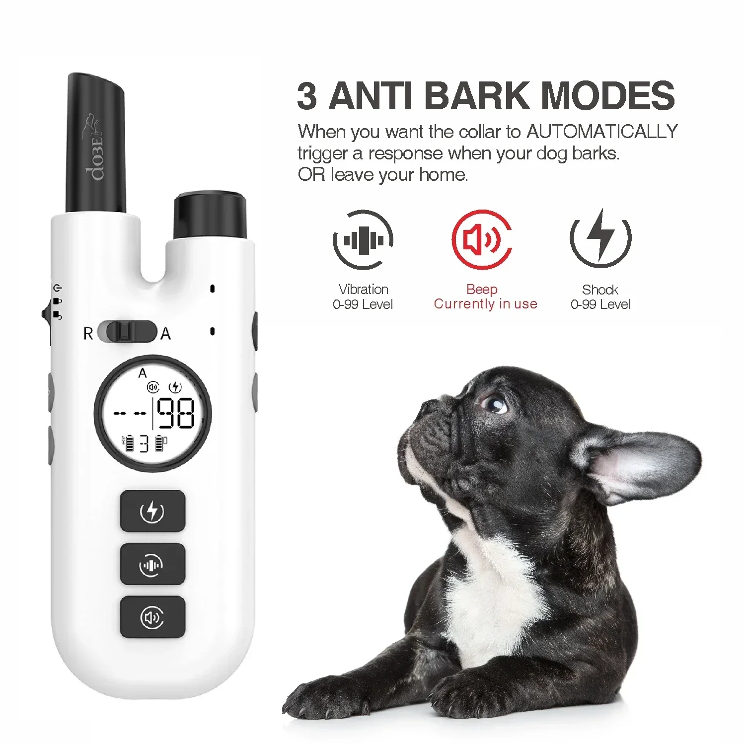 

800M Electric Pet Puppy Dog Bark Stop Shock Collar, Dog Training Bark Collar, Rechargeable Remote Waterproof Dog Accessories